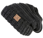 C.C. Oversized Slouchy Fit Cable Knit Beanie - Tricolor Mix