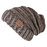 C.C. Oversized Slouchy Fit Cable Knit Beanie - Tricolor Mix