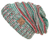 C.C. Oversized Slouchy Fit Cable Knit Beanie - Tricolor Mix