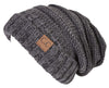 C.C. Oversized Slouchy Fit Cable Knit Beanie - Tricolor Mix