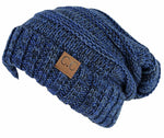 C.C. Oversized Slouchy Fit Cable Knit Beanie - Tricolor Mix