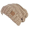 C.C. Oversized Slouchy Fit Cable Knit Beanie - Tricolor Mix