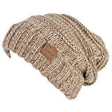 C.C. Oversized Slouchy Fit Cable Knit Beanie - Tricolor Mix