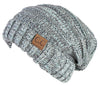 C.C. Oversized Slouchy Fit Cable Knit Beanie - Tricolor Mix