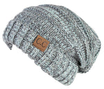 C.C. Oversized Slouchy Fit Cable Knit Beanie - Tricolor Mix