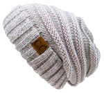 C.C. Oversized Slouchy Fit Cable Knit Beanie - Tricolor Mix