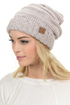 C.C. Oversized Slouchy Fit Cable Knit Beanie - Tricolor Mix