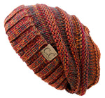 C.C. Oversized Slouchy Fit Cable Knit Beanie - Tricolor Mix