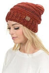 C.C. Oversized Slouchy Fit Cable Knit Beanie - Tricolor Mix