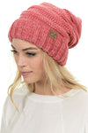 C.C. Oversized Slouchy Fit Cable Knit Beanie - Tricolor Mix