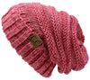 C.C. Oversized Slouchy Fit Cable Knit Beanie - Tricolor Mix