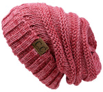 C.C. Oversized Slouchy Fit Cable Knit Beanie - Tricolor Mix