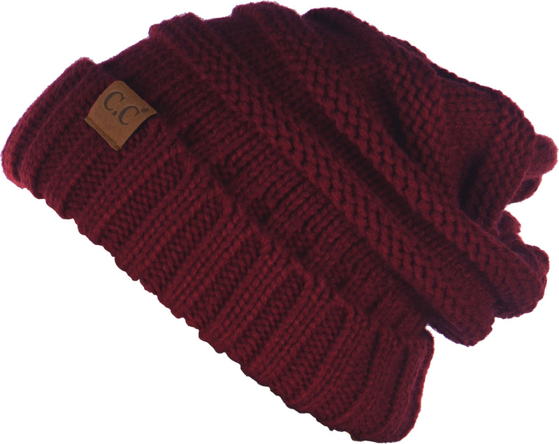 C.C. Oversized Slouchy Fit Cable Knit Beanie - Solid Colors