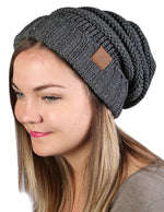 C.C. Oversized Slouchy Fit Cable Knit Beanie - Metallic