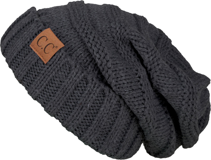 C.C. Oversized Slouchy Fit Cable Knit Beanie - Solid Colors