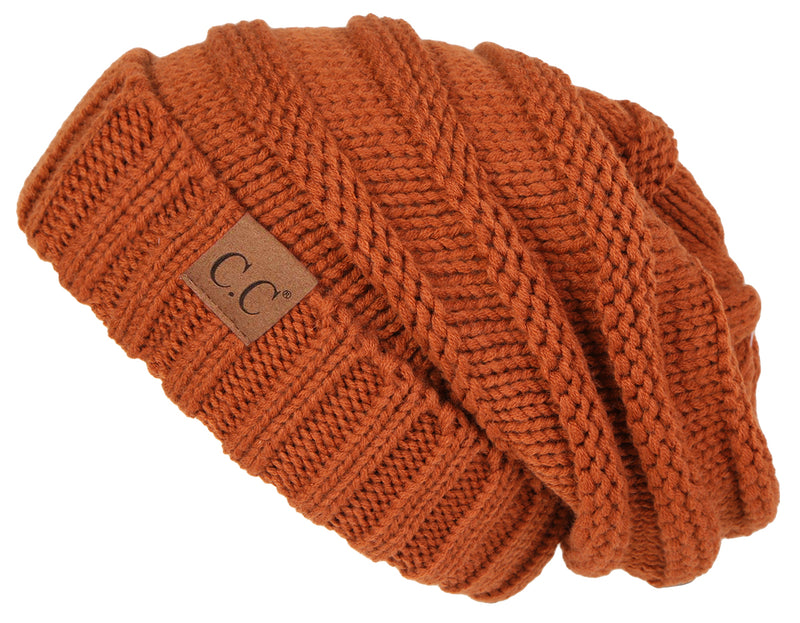 C.C. Oversized Slouchy Fit Cable Knit Beanie - Solid Colors