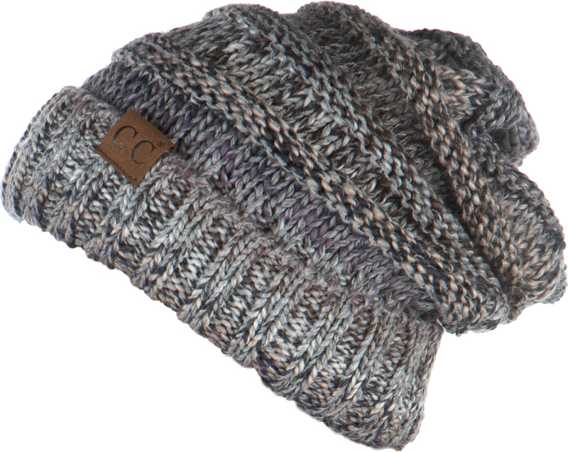 C.C. Oversized Slouchy Fit Cable Knit Beanie - Confetti