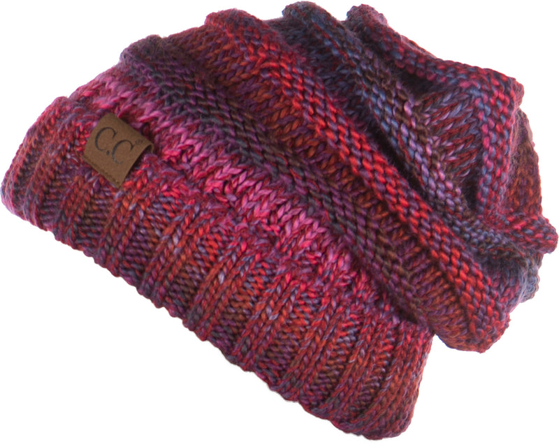 C.C. Oversized Slouchy Fit Cable Knit Beanie - Confetti