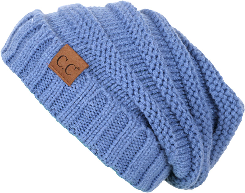 C.C. Oversized Slouchy Fit Cable Knit Beanie - Solid Colors