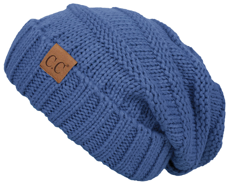 C.C. Oversized Slouchy Fit Cable Knit Beanie - Solid Colors