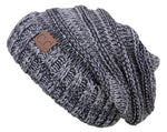 C.C. Oversized Slouchy Fit Cable Knit Beanie - 4-Tone