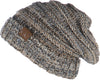 C.C. Oversized Slouchy Fit Cable Knit Beanie - 4-Tone