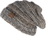 C.C. Oversized Slouchy Fit Cable Knit Beanie - 4-Tone