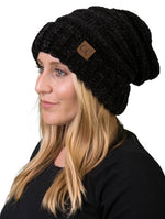 C.C. Oversized Slouchy Fit Cable Knit Beanie - Chenille