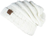 C.C. Oversized Slouchy Fit Cable Knit Beanie - Chenille
