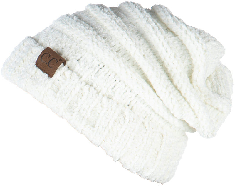C.C. Oversized Slouchy Fit Cable Knit Beanie - Chenille