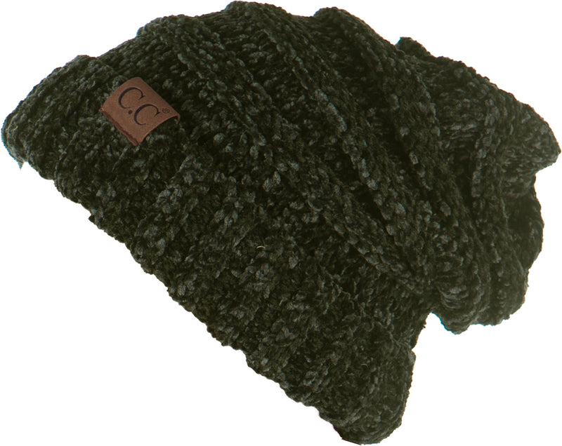 C.C. Oversized Slouchy Fit Cable Knit Beanie - Chenille