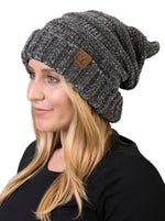 C.C. Oversized Slouchy Fit Cable Knit Beanie - Chenille