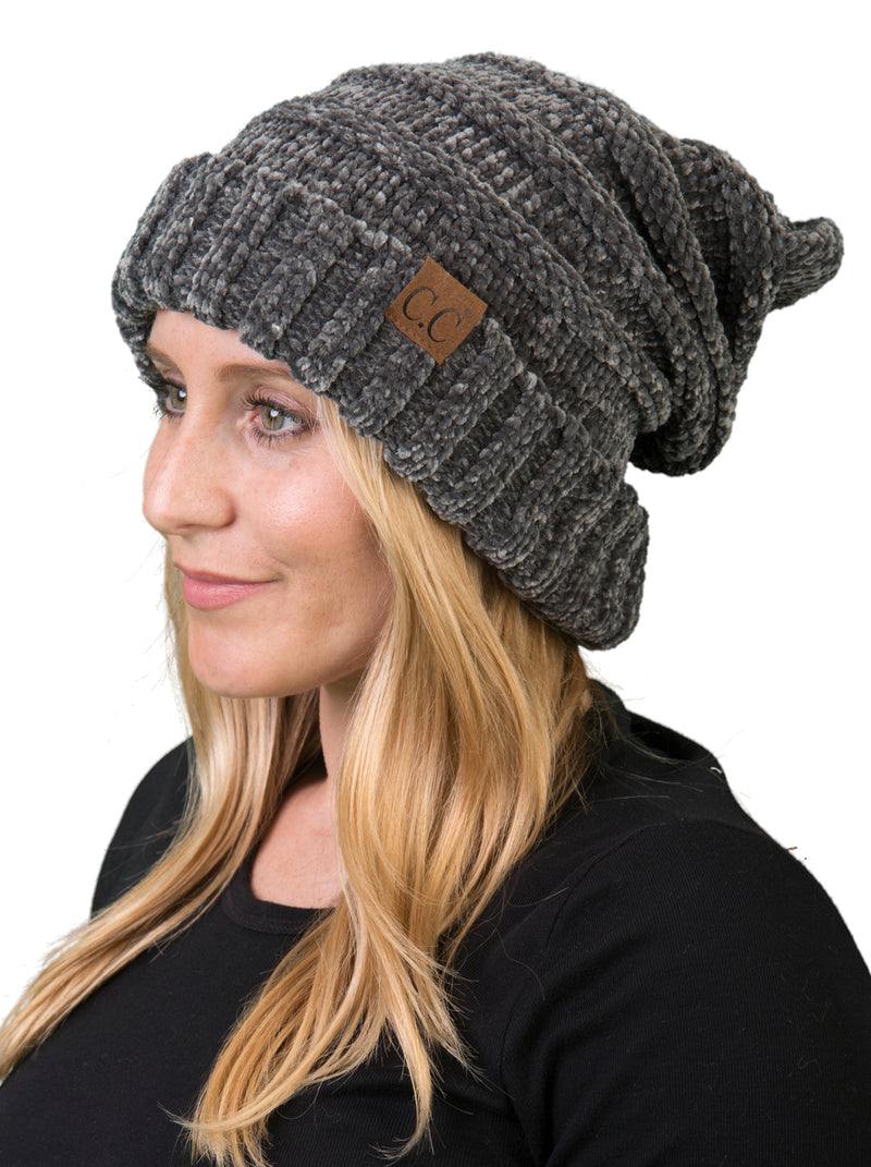 C.C. Oversized Slouchy Fit Cable Knit Beanie - Chenille