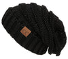 C.C. Oversized Slouchy Fit Cable Knit Beanie - Metallic