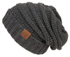 C.C. Oversized Slouchy Fit Cable Knit Beanie - Metallic