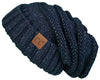 C.C. Oversized Slouchy Fit Cable Knit Beanie - Metallic