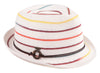 C.C Short Brim Fedora - White with Rainbow Stripes and Rope