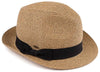 C.C Short Brim Fedora - Brown & Natural Mix with Black Band