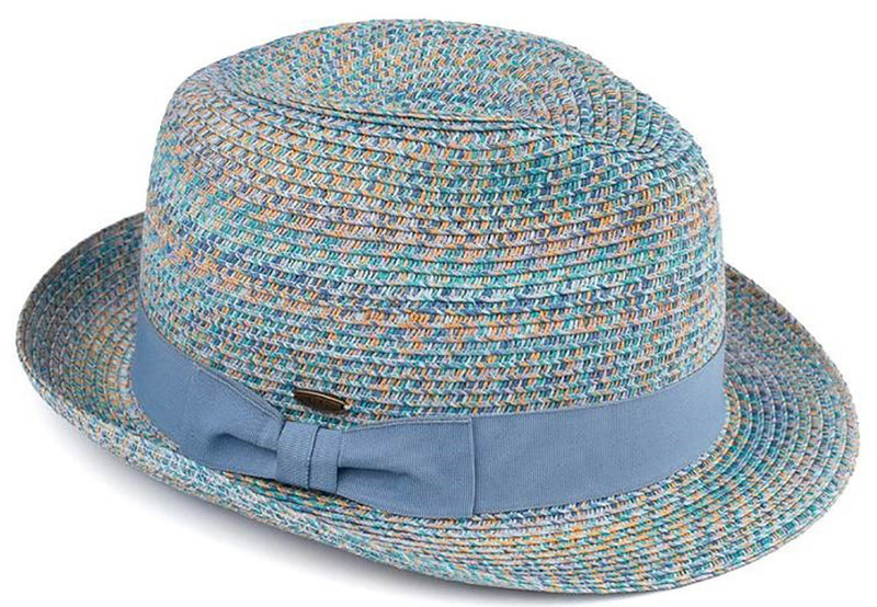 C.C Short Brim Fedora - Denim Mix with Blue Band