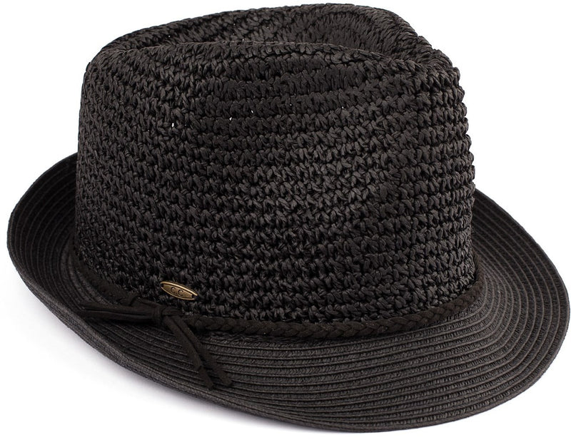 C.C Short Brim Fedora - Black with Black Rope
