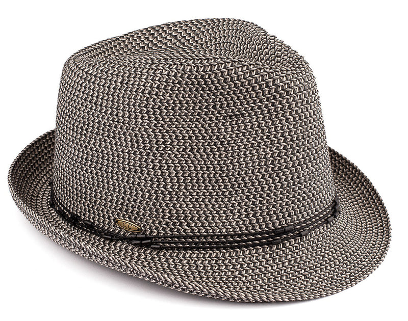 Short Brim Fedora - Black Multi with Beaded Ropes