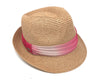 Woven Fedora Sun Hat: Ombre Band - Coral/Natural