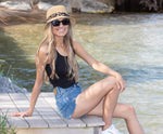 Short Brim Fedora Hat - Natural w/ Leopard Band