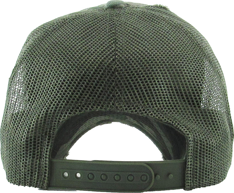 Distressed Trucker Hat - Olive