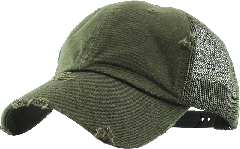 Distressed Trucker Hat - Olive