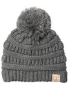 C.C. Kid's Cable Knit Winter Beanie W/ Pom - Solid Colors