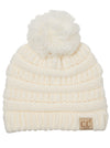 C.C. Kid's Cable Knit Winter Beanie W/ Pom - Solid Colors