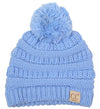 C.C. Kid's Cable Knit Winter Beanie W/ Pom - Solid Colors