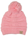 C.C. Kid's Cable Knit Winter Beanie W/ Pom - Solid Colors