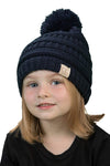 C.C. Kid's Cable Knit Winter Beanie W/ Pom - Solid Colors